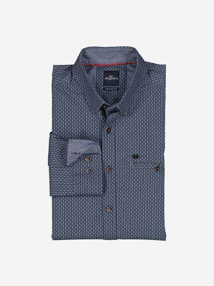 engbers Herren Langarm-Hemd gemustert Saphirblau 37653 engbers Herren Langarm-Hemd gemustert Saphirblau 37653