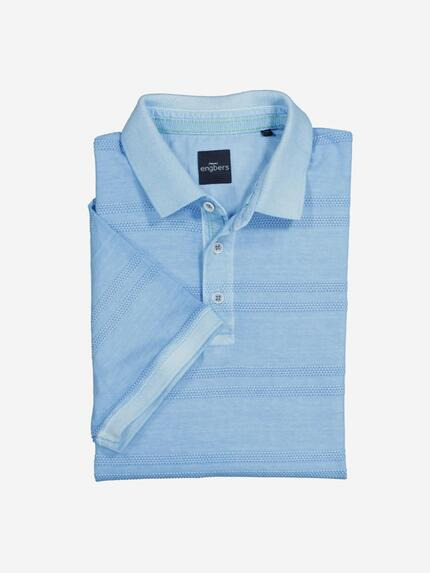 engbers Polo-Shirt strukturiert Mittelblau