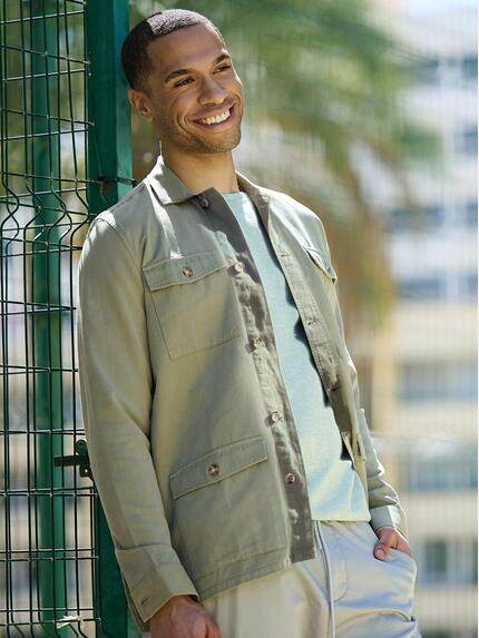emilio adani Herren Overshirt uni Grün 39041