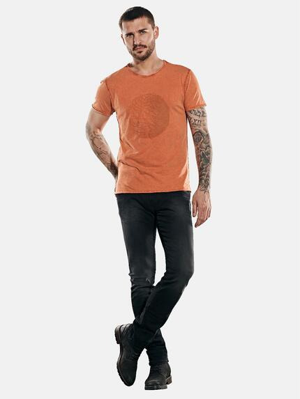 emilio adani Herren T-Shirt Rundhals Orange 31925