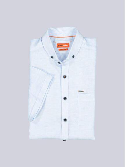 emilio adani Herren Kurzarm-Hemd aus Leinen Blau 38585 emilio adani Herren Kurzarm-Hemd aus Leinen Blau 38585