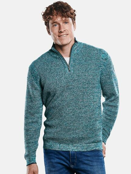 engbers Troyer Pullover mit Stehkragen Petrolgruen