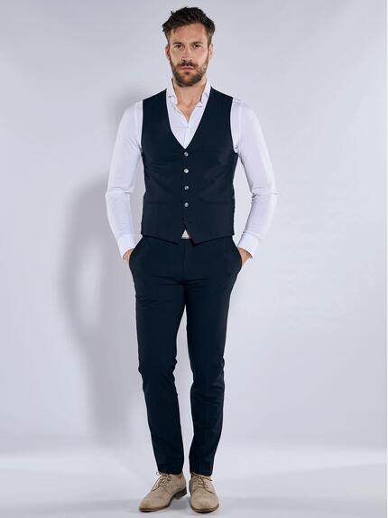 emilio adani Herren Anzug-Weste slim fit Blau 36482