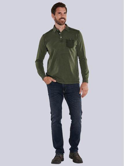 engbers Herren Langarm-Shirt mit Polokragen Grün 35681 engbers Herren Langarm-Shirt mit Polokragen Grün 35681