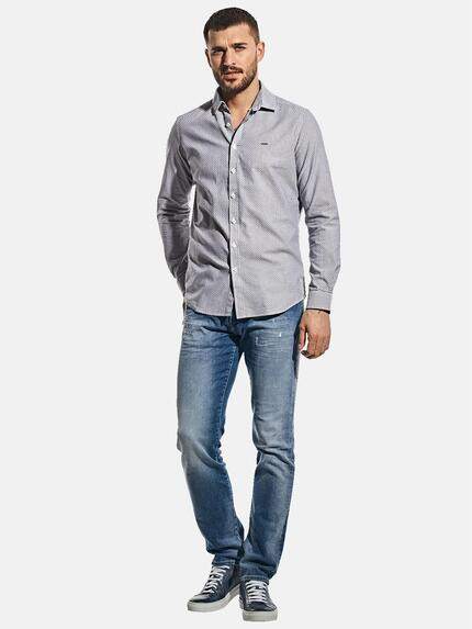 emilio adani Herren Printhemd mit feiner Struktur Blau 30323