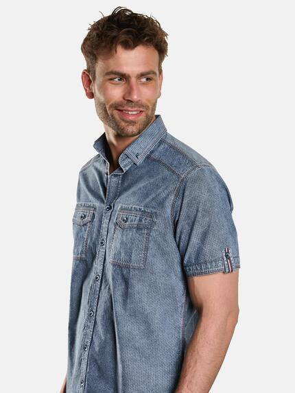 engbers Herren Kurrzarm-Hemd gemustert Petrolblau 33257 engbers Herren Kurrzarm-Hemd gemustert Petrolblau 33257