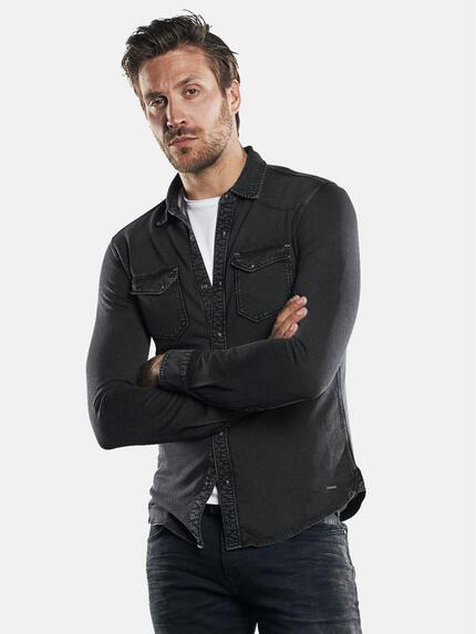 emilio adani Innovatives Langarm-Poloshirt Schwarz