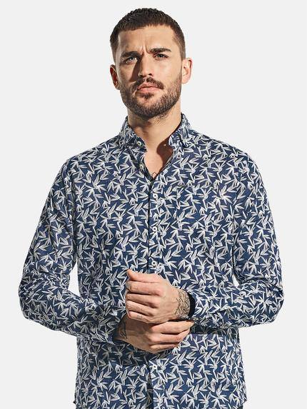 emilio adani Herren All-Over-Print-Hemd Blau 31328 emilio adani Herren All-Over-Print-Hemd Blau 31328