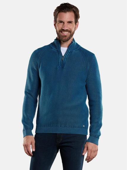 engbers Pullover mit Troyerkragen Petrolblau
