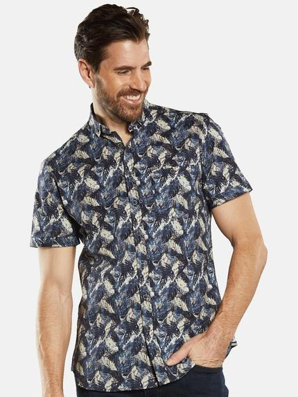 engbers Herren Kurzarm-Hemd gemustert Marineblau 34755