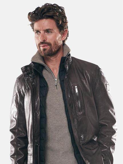 ENGBERS GERMANY Herren Lange Lederjacke Schokobraun 30161 ENGBERS GERMANY Herren Lange Lederjacke Schokobraun 30161