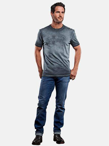 engbers Herren T-Shirt mit Applikationen Marineblau 28009
