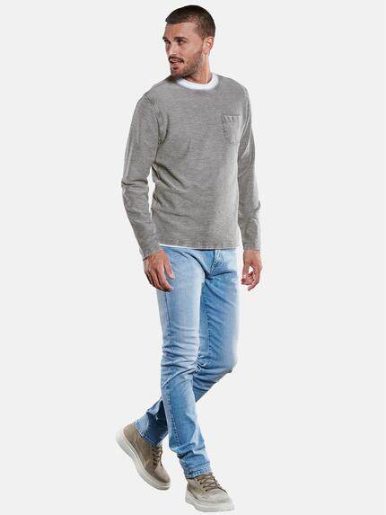 emilio adani Herren Langarm-Shirt strukturiert Grau 33742 emilio adani Herren Langarm-Shirt strukturiert Grau 33742