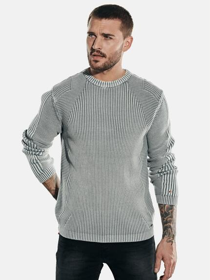 emilio adani Rundhals-Pullover mit Strukturwechsel Silbergrau