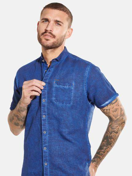 emilio adani Herren Kurzarm-Hemd uni Blau 31805 emilio adani Herren Kurzarm-Hemd uni Blau 31805
