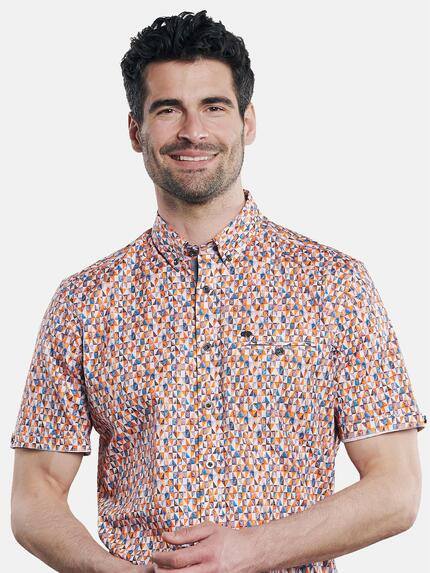engbers Herren Kurzarm-Hemd mit All-Over Print Dunkelorange 31718 engbers Herren Kurzarm-Hemd mit All-Over Print Dunkelorange 31718