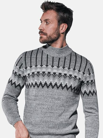 emilio adani Herren Gestrickter Norwegerpullover Grau 30849