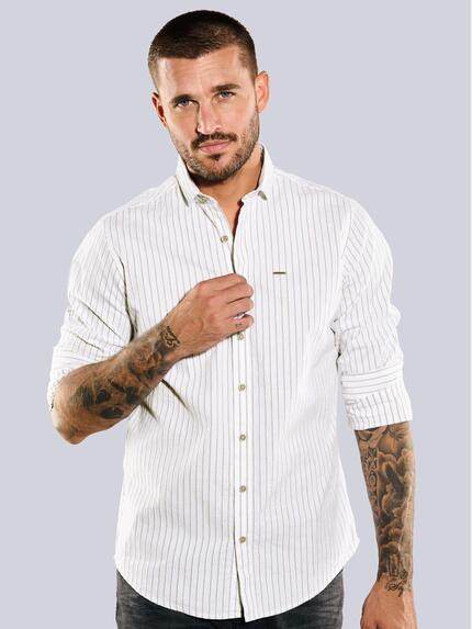 emilio adani Herren Langarm-Hemd gestreift Beige 35214 emilio adani Herren Langarm-Hemd gestreift Beige 35214