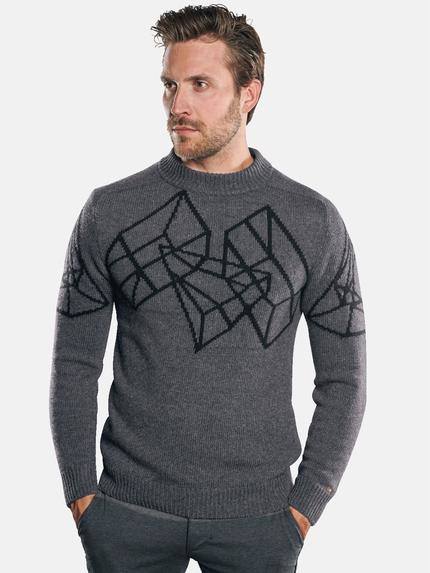 emilio adani Intarsien Pullover Anthrazit