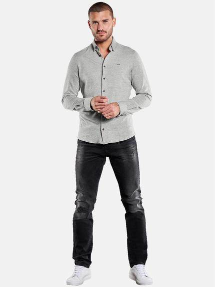 emilio adani Herren Langarm-Hemd strukturiert Grau 33843 emilio adani Herren Langarm-Hemd strukturiert Grau 33843