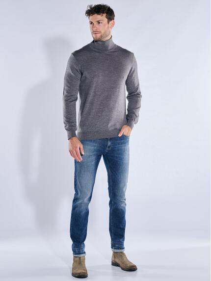 emilio adani Herren Pullover mit Merinowolle Silbergrau 39632