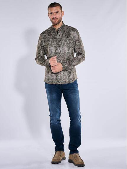 emilio adani Herren Jerseyhemd mit Paisley-Muster Braun 40938
