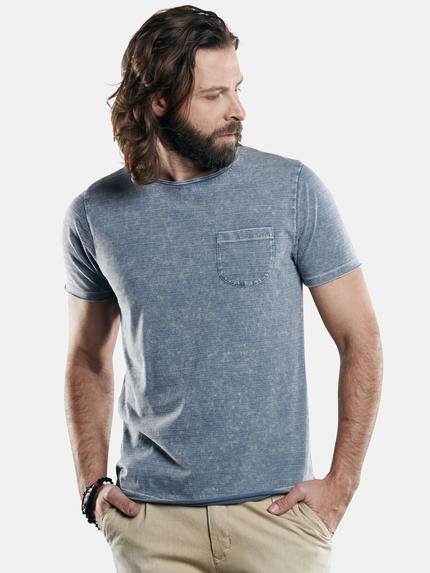 emilio adani Slub-Jersey-Shirt mit dezentem Streifenmuster Taubenblau