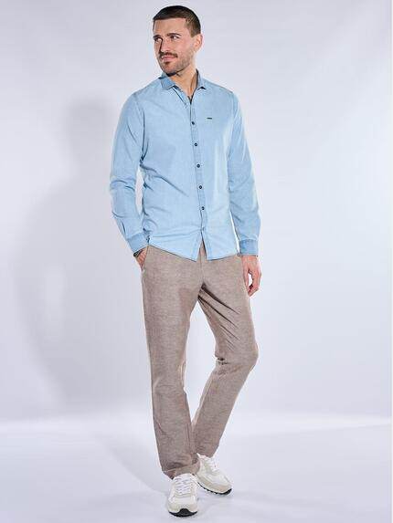 emilio adani Herren Hemd aus Soft-Denim Hellblau 40662
