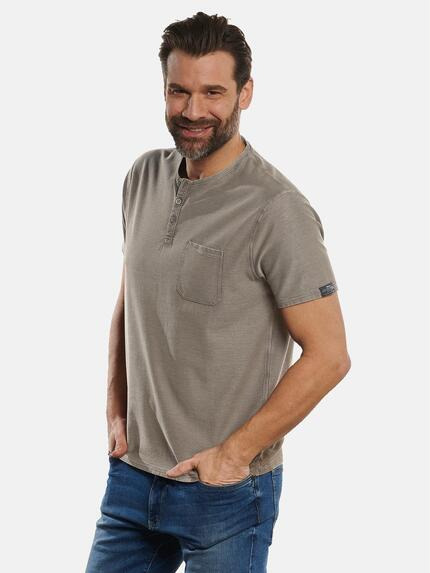engbers Henley-Shirt strukturiert Hellbraun