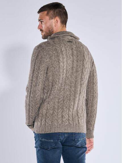 emilio adani Herren Pullover mit Troyerkragen Braunbeige 39815