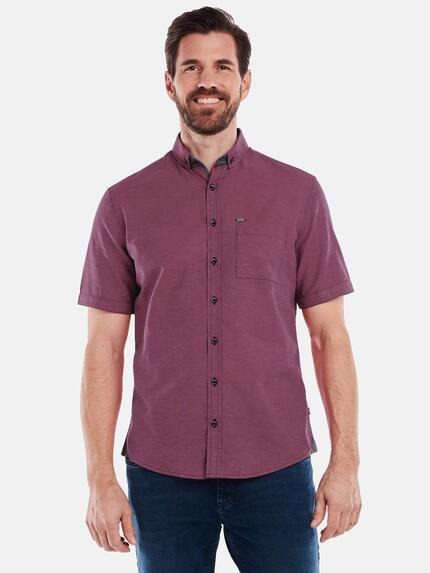engbers Kurzarm-Hemd mit Leinenanteil Magenta