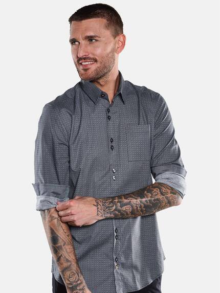 emilio adani Herren Langarm-Hemd mit All-Over-Print Blau 33339 emilio adani Herren Langarm-Hemd mit All-Over-Print Blau 33339