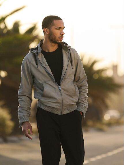 emilio adani Lederjacke mit abnehmbarer Kapuze Beige
