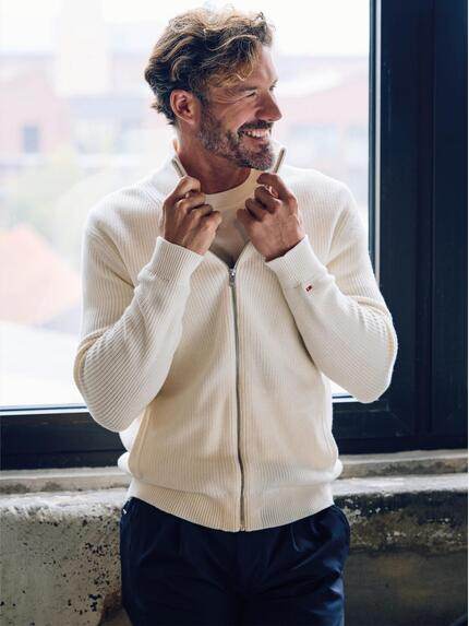 emilio adani Herren Strickjacke Reinweiss 39955