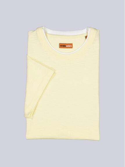 emilio adani Herren Rundhals T-Shirt Hellgelb 40648