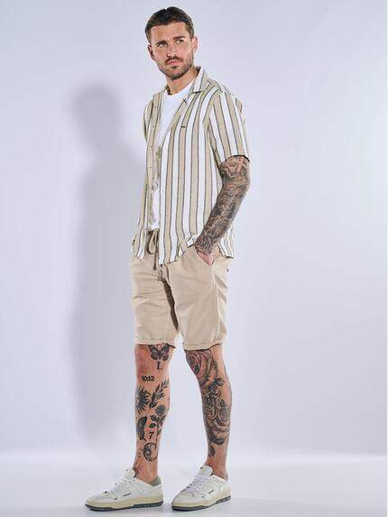 emilio adani Herren Kurzarm-Hemd gestreift Beige 38994 emilio adani Herren Kurzarm-Hemd gestreift Beige 38994