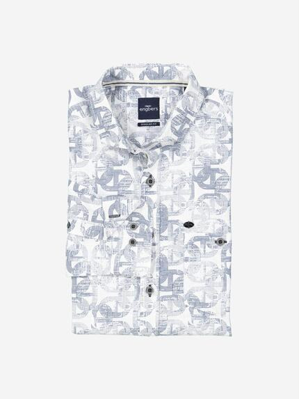 engbers Herren Langarm-Hemd gemustert Blau 37331 engbers Herren Langarm-Hemd gemustert Blau 37331
