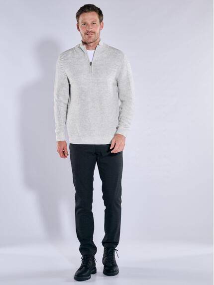engbers Herren Pullover mit Troyerkragen Silbergrau 38021