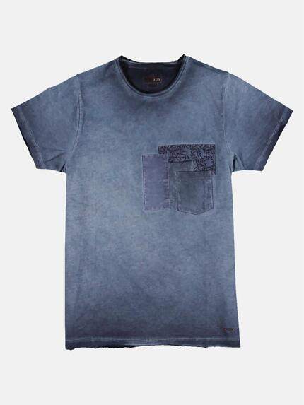 emilio adani Herren Rundhals T-Shirt mit authentischem Farbeffekt Blau 29679 emilio adani Herren Rundhals T-Shirt mit authentischem Farbeffekt Blau 29679