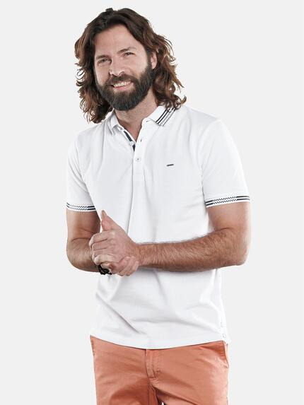 emilio adani Poloshirt mit zahlreichen Kontrastdetails Reinweiss