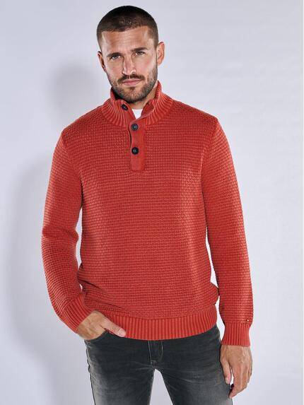 emilio adani Pullover mit Troyerkragen Dunkelorange