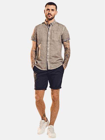 emilio adani Herren Kurzarm-Hemd-uni Beige 31611 emilio adani Herren Kurzarm-Hemd-uni Beige 31611