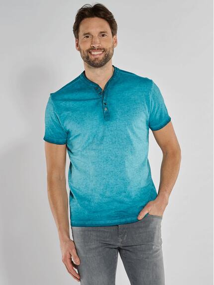 engbers Henley-Shirt uni Petrolgruen
