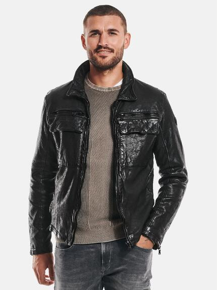 emilio adani Lederjacke Schwarz