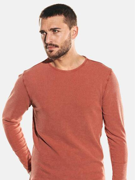 emilio adani Herren Rundhals-Shirt mit feiner Struktur Orange 31927 emilio adani Herren Rundhals-Shirt mit feiner Struktur Orange 31927