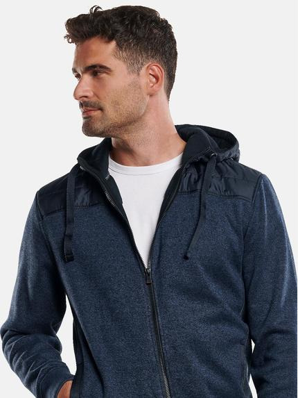 engbers Herren Sweatjacke mit Nylonkapuze Blau 32296 engbers Herren Sweatjacke mit Nylonkapuze Blau 32296