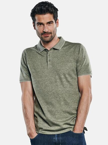 ENGBERS GERMANY Edles Poloshirt im Leinen-Baumwollmix Blassgruen