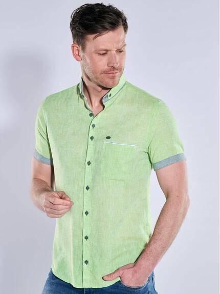 engbers Herren Kurzarm-Hemd mit Leinenanteil Hellgruen 38377 engbers Herren Kurzarm-Hemd mit Leinenanteil Hellgruen 38377