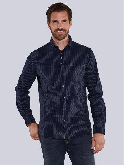 engbers Langarm-Hemd gestreift Marineblau