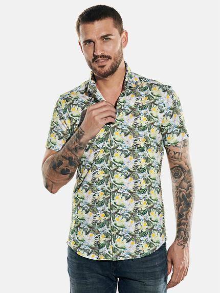emilio adani Modisches Halbarmhemd mit Tropical Print Safrangelb